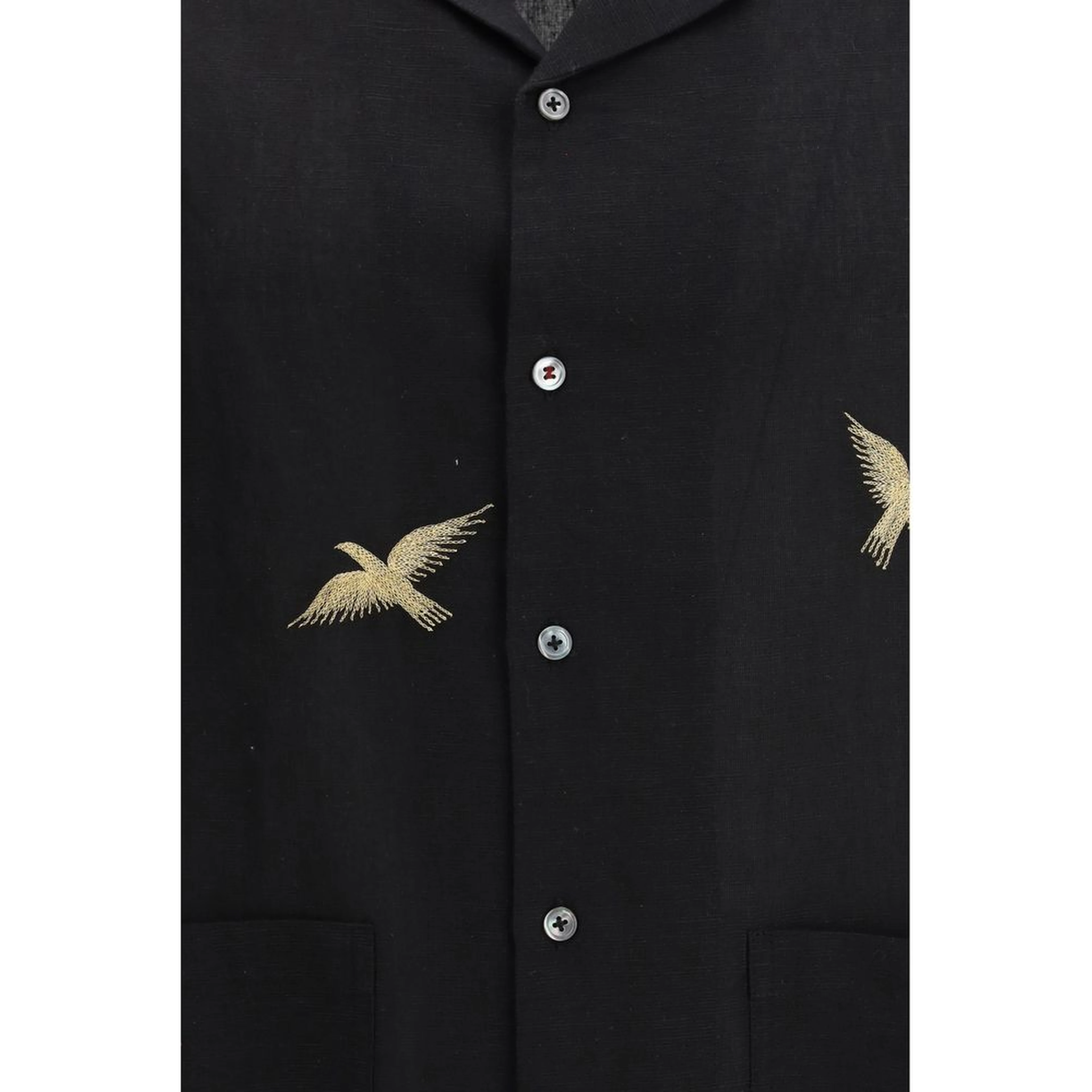 Black Cotton Pattern Shirt
