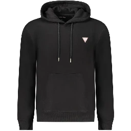 Black Cotton Men Sweatshirt Slim Fit Hooded