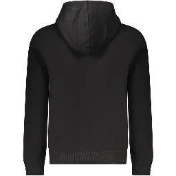 Black Cotton Men Sweatshirt Slim Fit Hooded