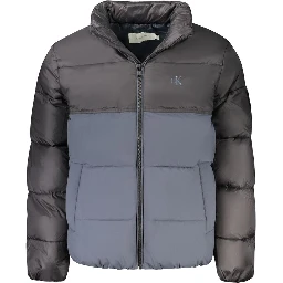 Blue Polyester Men's Jacket