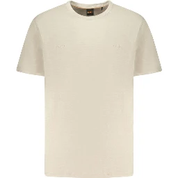 Beige Cotton Men T-Shirt