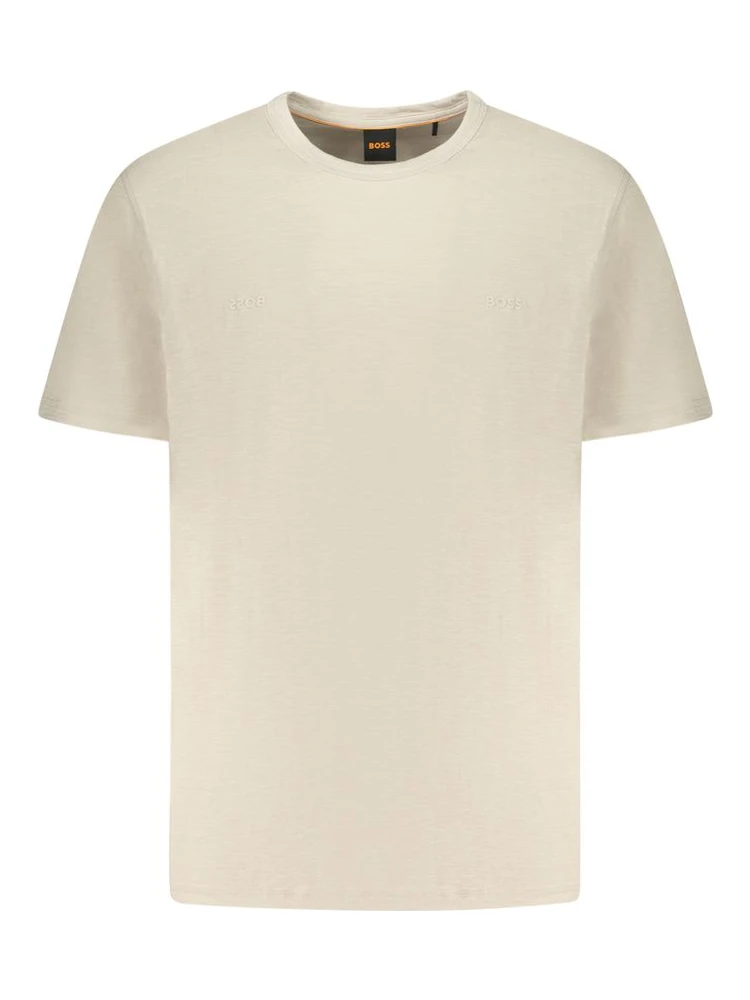 Beige Cotton Men T-Shirt