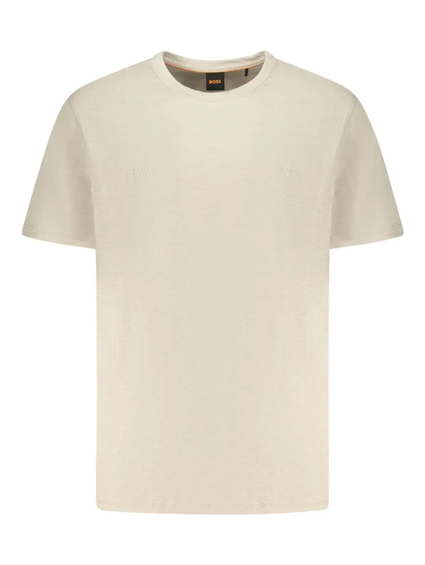 Beige Cotton Men T-Shirt