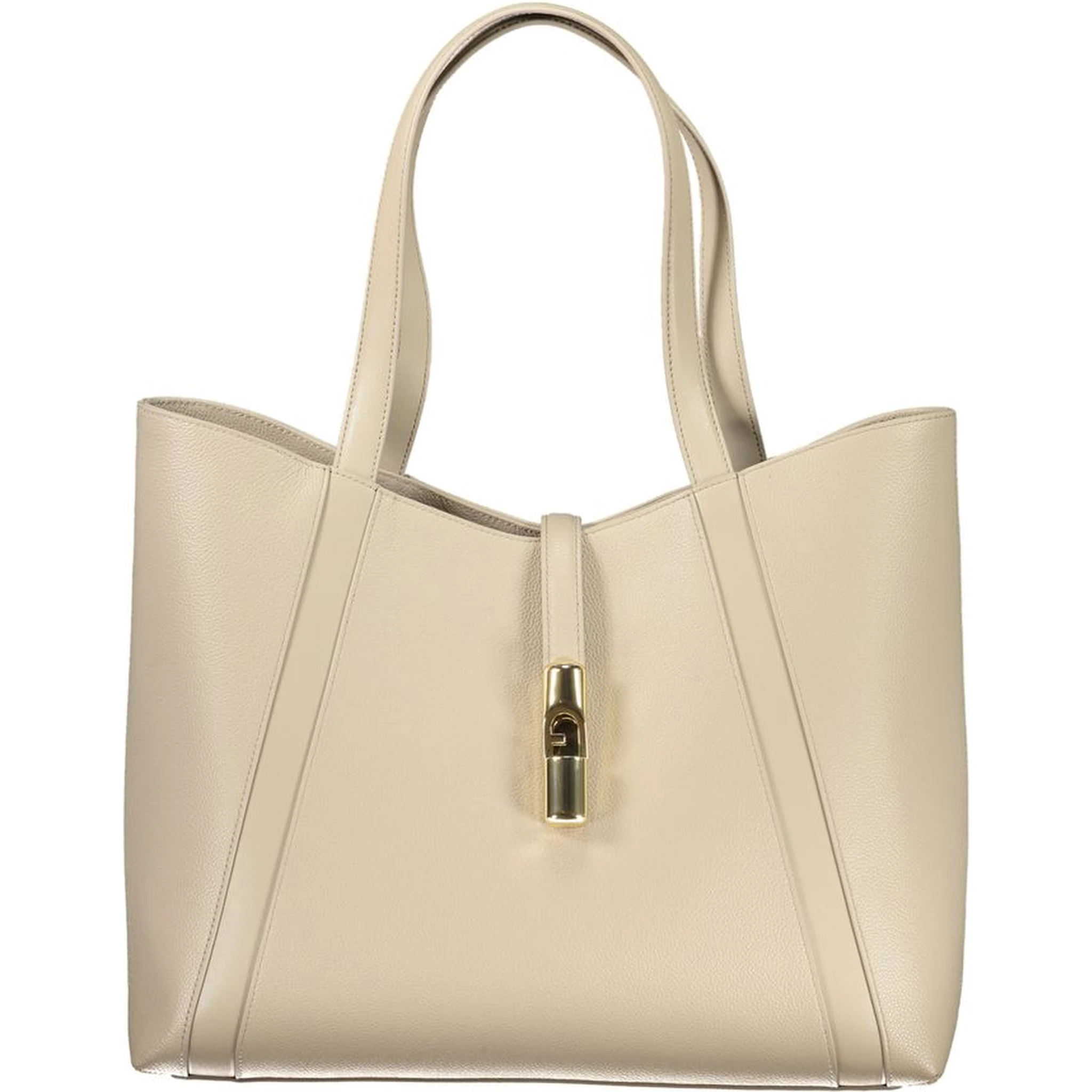 Beige Leather Women Handbag