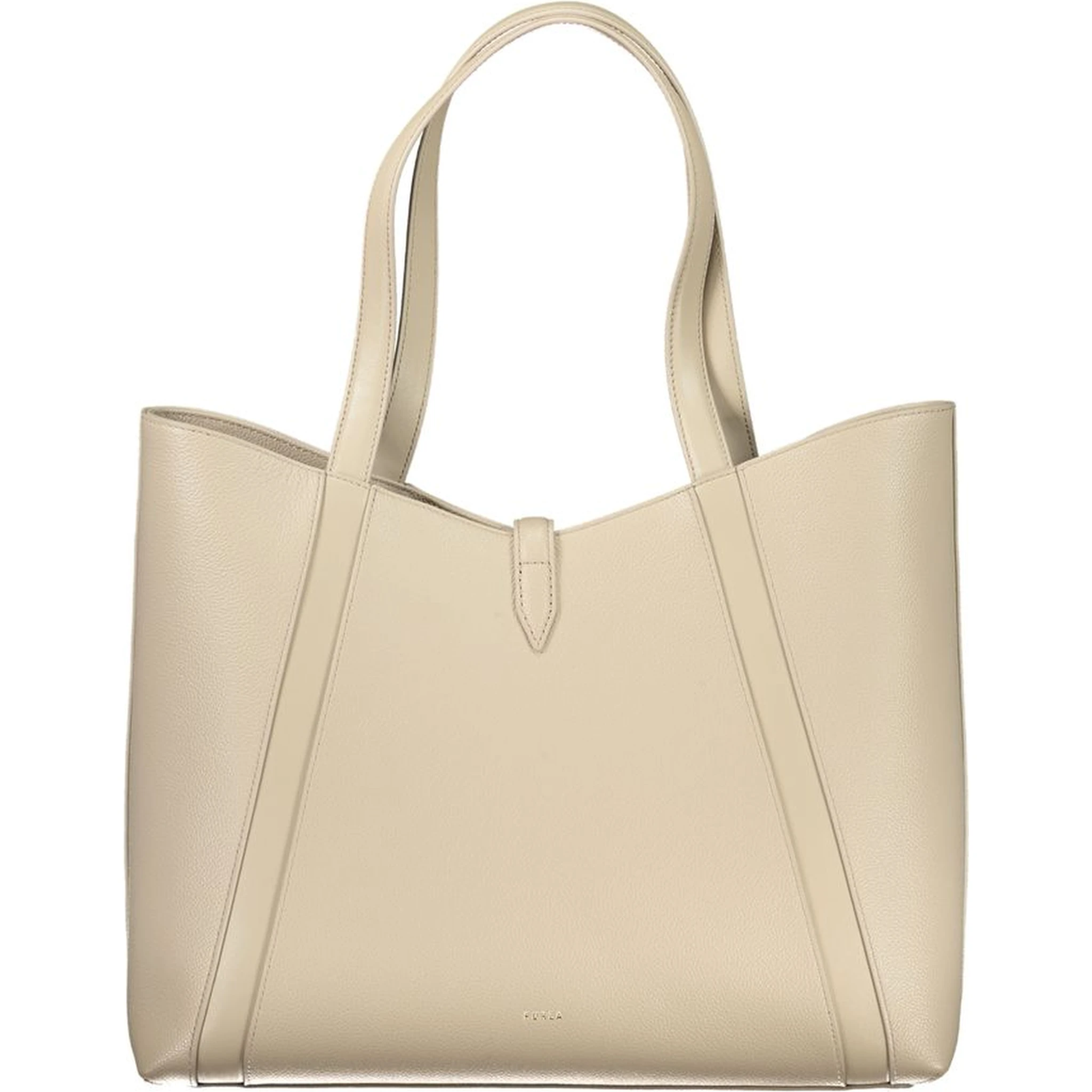 Beige Leather Women Handbag
