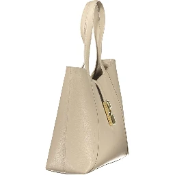 Beige Leather Women Handbag