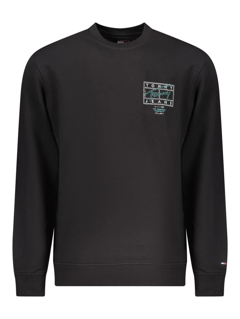 Black Cotton Men Sweatshirt