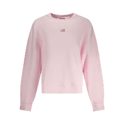 Pink Cotton Women Sweatshirt