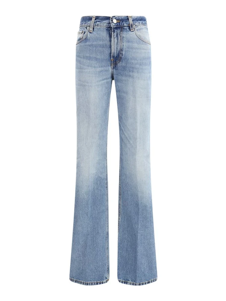 Light Blue Cotton Flared Jeans