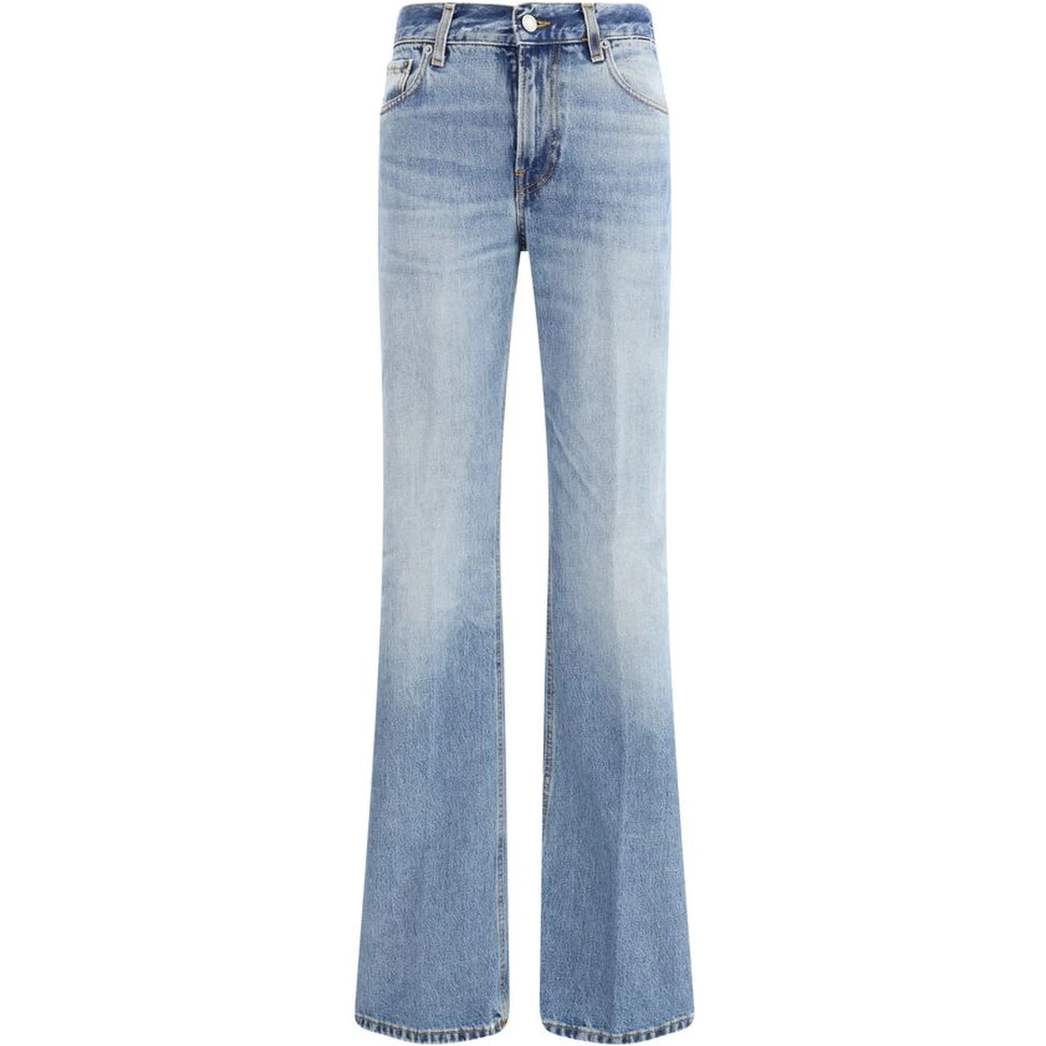 Light Blue Cotton Flared Jeans