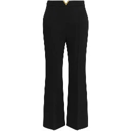 Black Fleece Wool Flared Pants