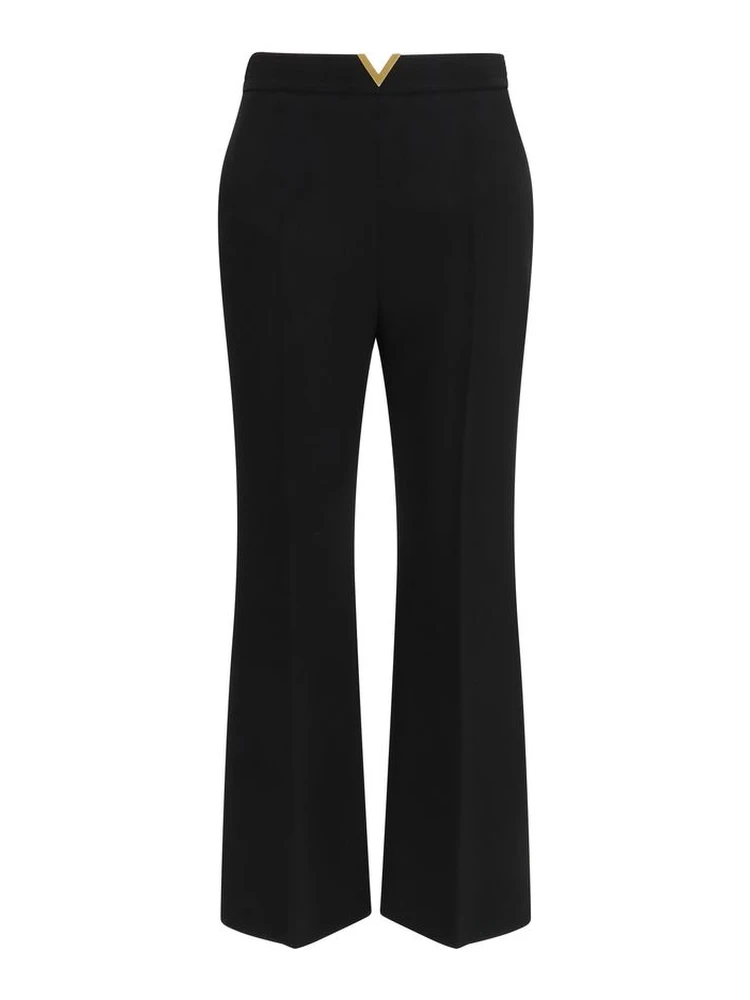 Black Fleece Wool Flared Pants