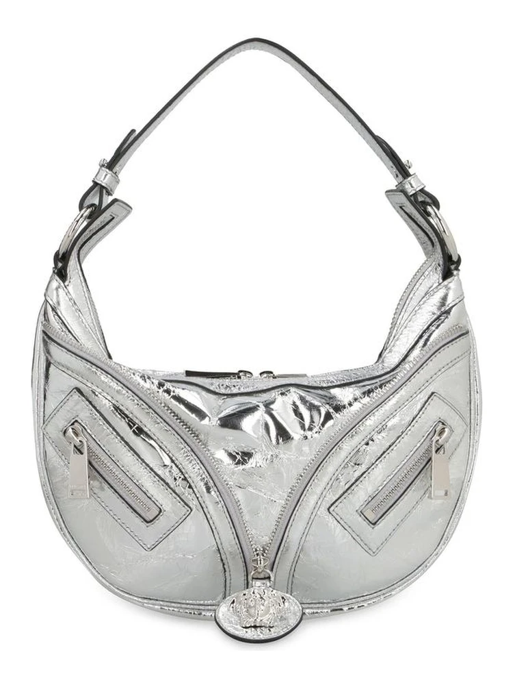 Silver Lamb Leather Shoulder Bag