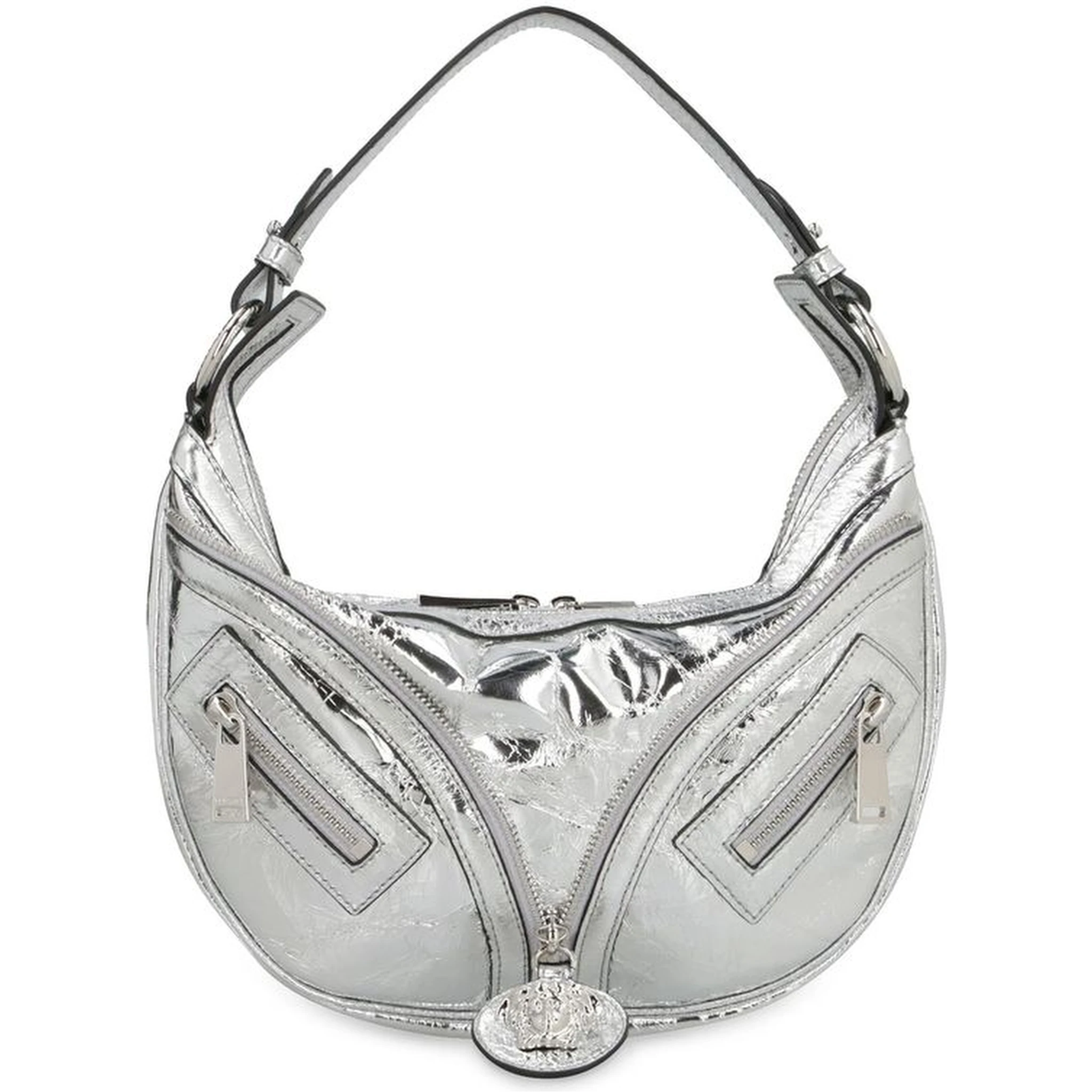 Silver Lamb Leather Shoulder Bag