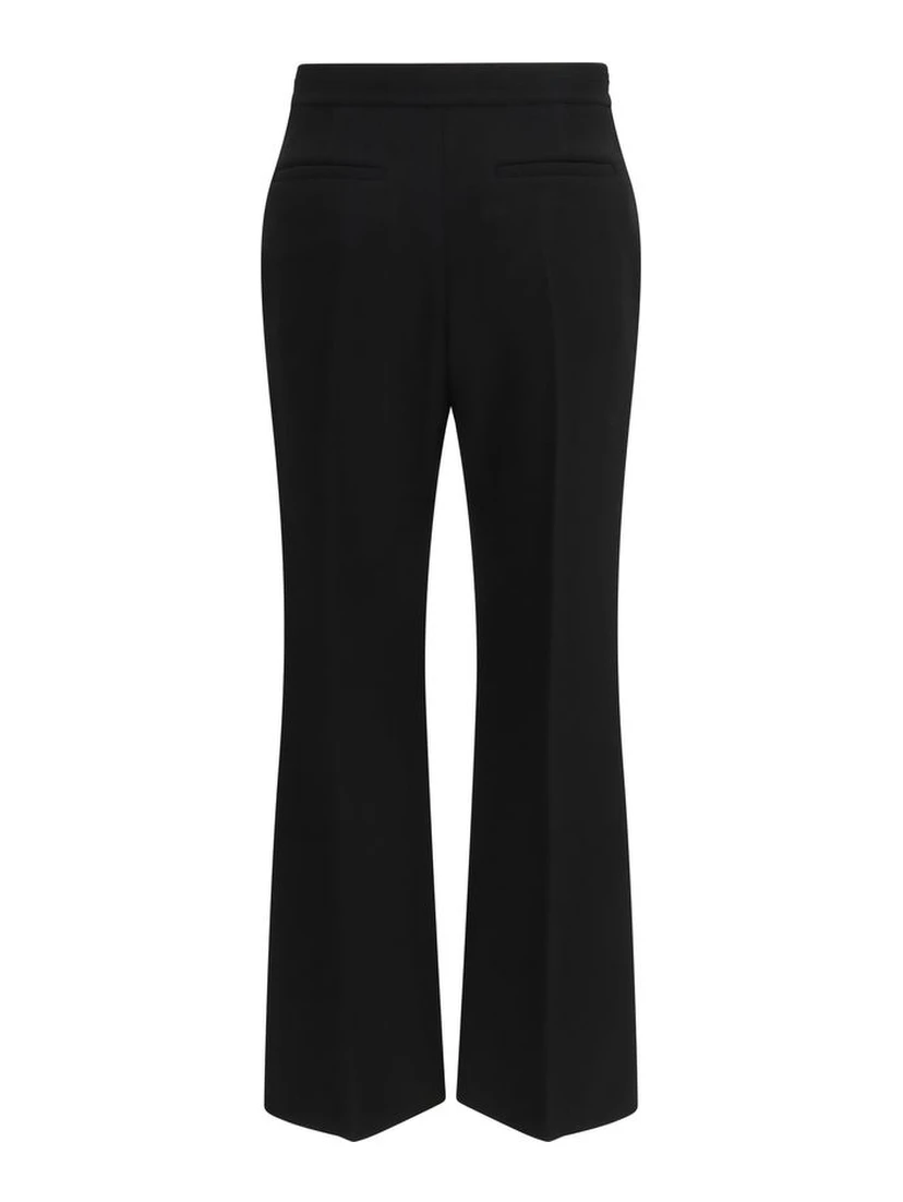 Black Fleece Wool Flared Pants