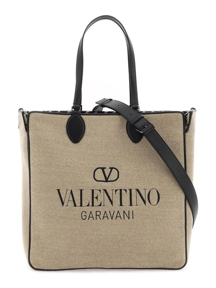 Beige Wool Tote Bag
