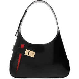 حقيبة كتف من جلد العجل الأسود