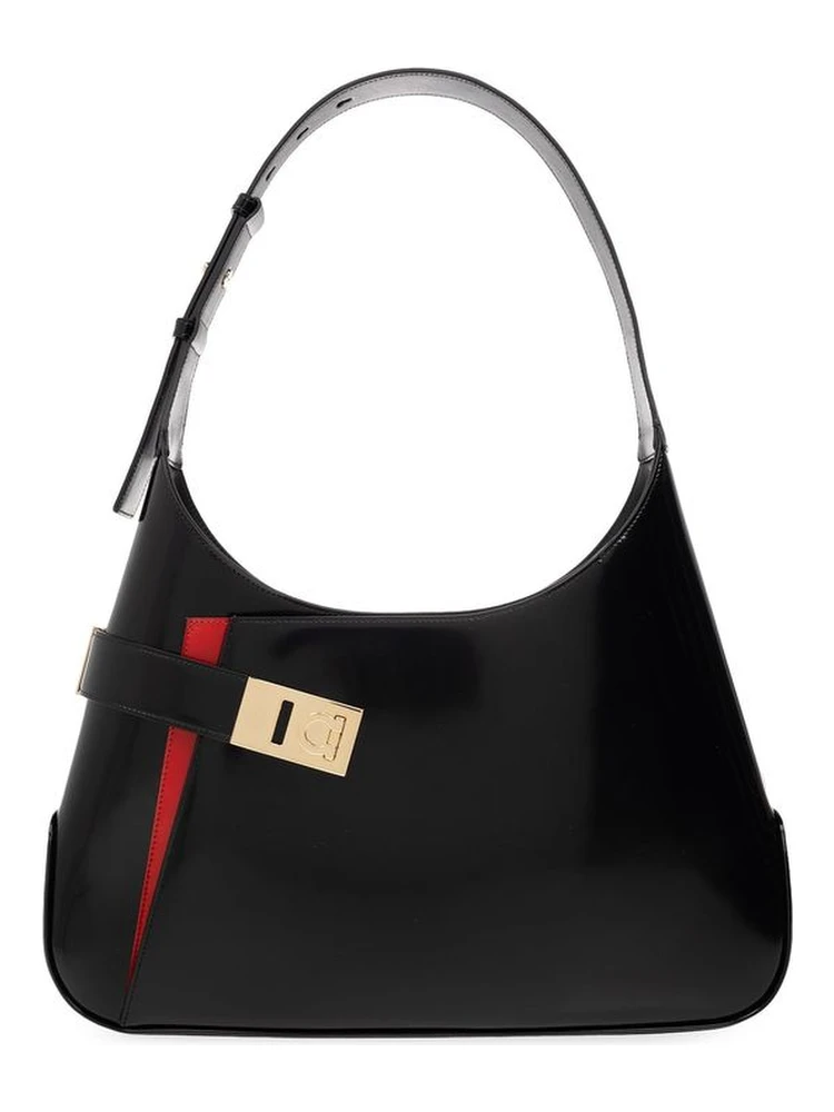 Black Calfskin Shoulder Bag