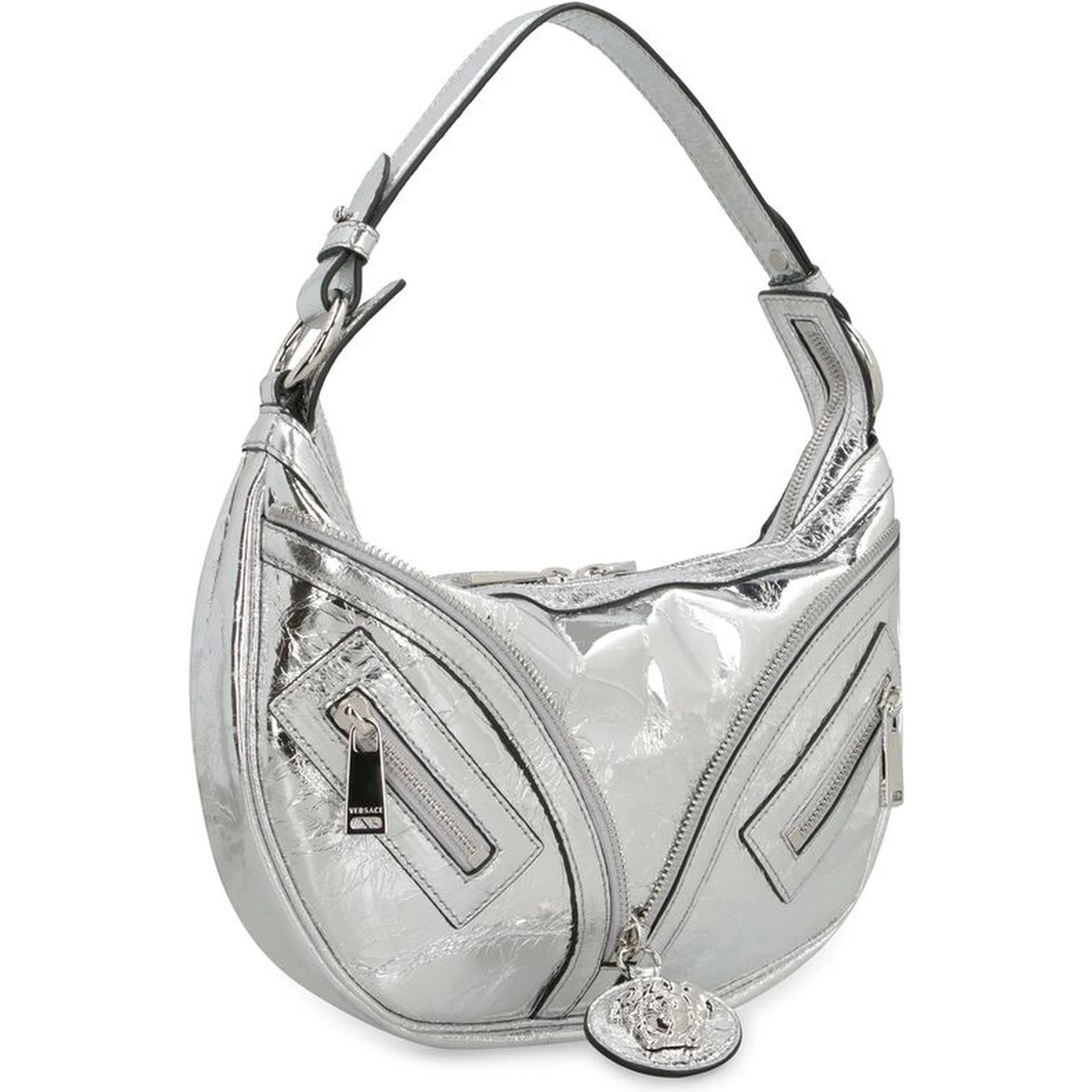 Silver Lamb Leather Shoulder Bag
