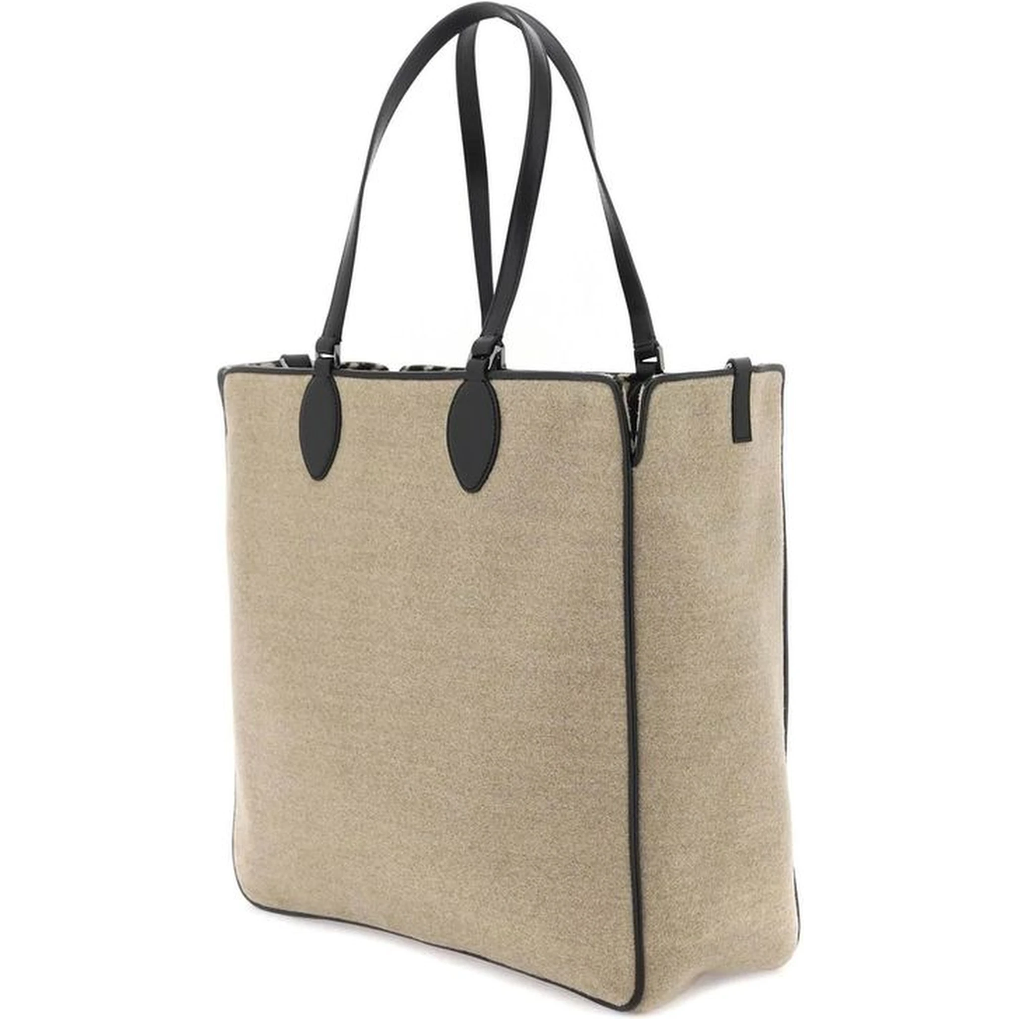 Beige Wool Tote Bag
