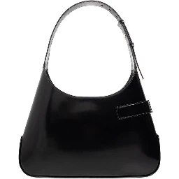 حقيبة كتف من جلد العجل الأسود