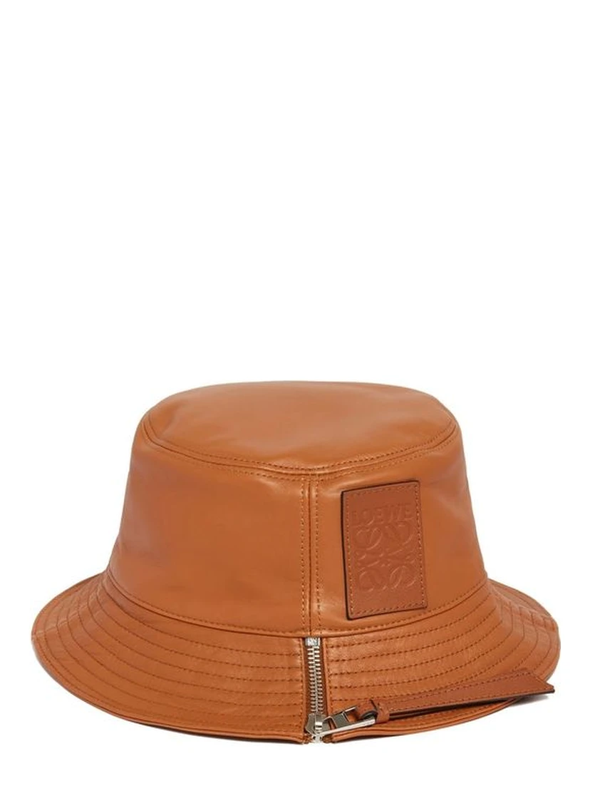 Brown Calfskin Bucket Hat