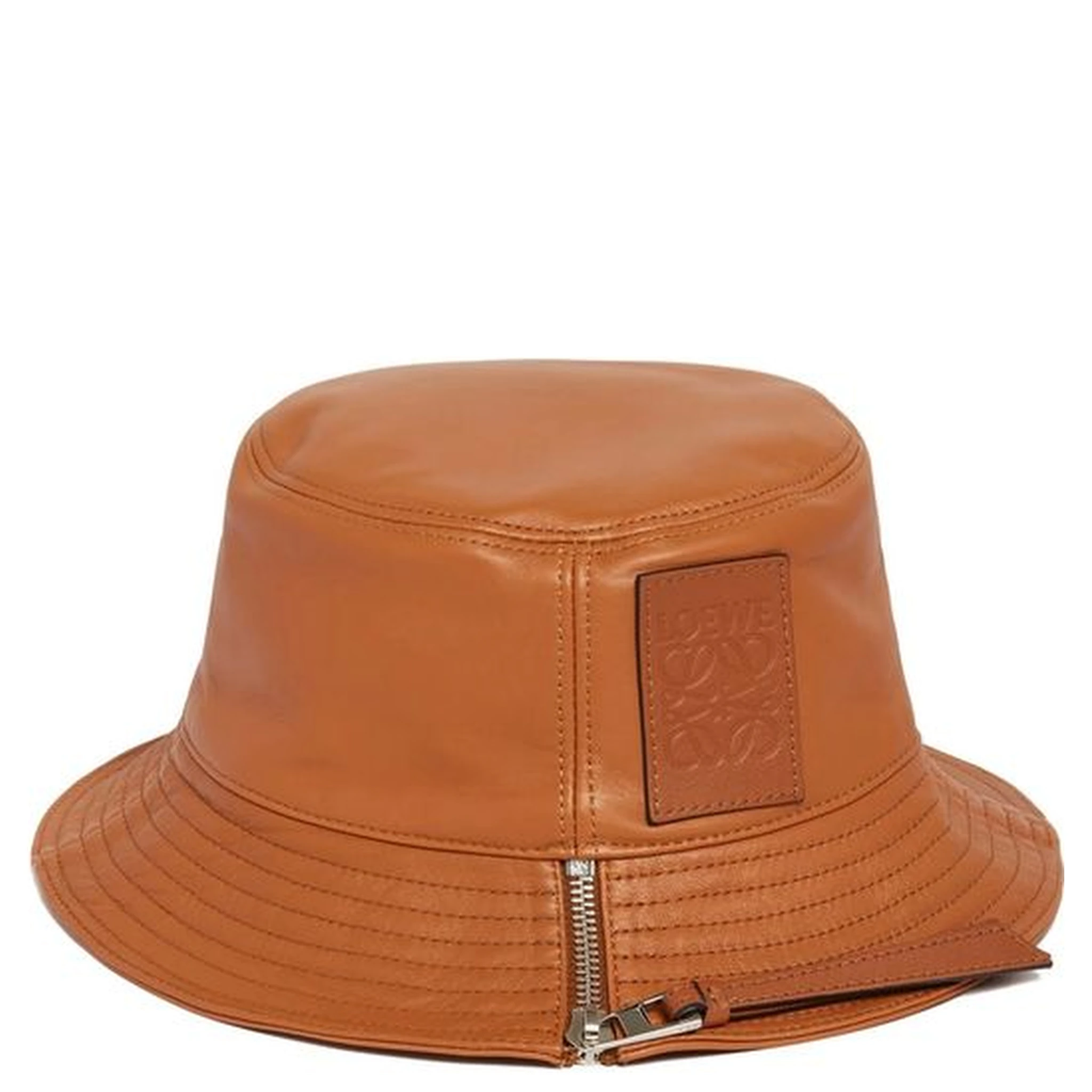Brown Calfskin Bucket Hat