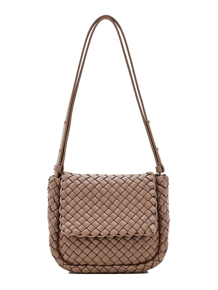 Brown Lamb Leather Shoulder Bag