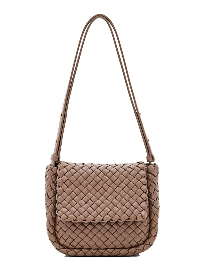 Brown Lamb Leather Shoulder Bag