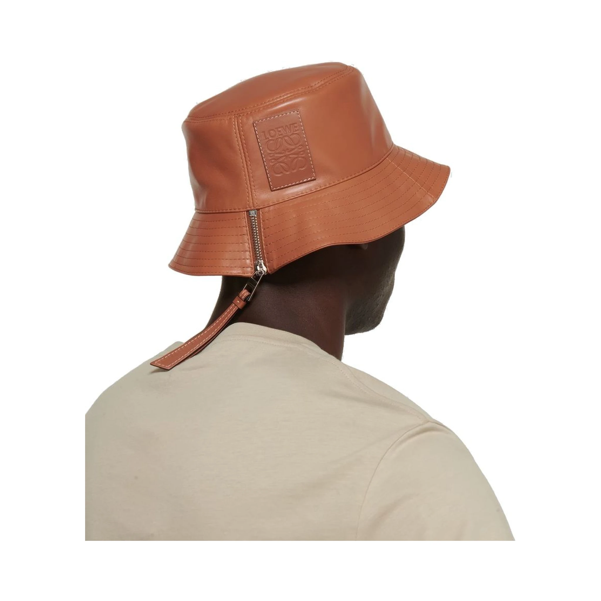 Brown Calfskin Bucket Hat