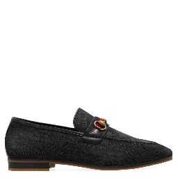 Black Fabric Slip-On Loafers