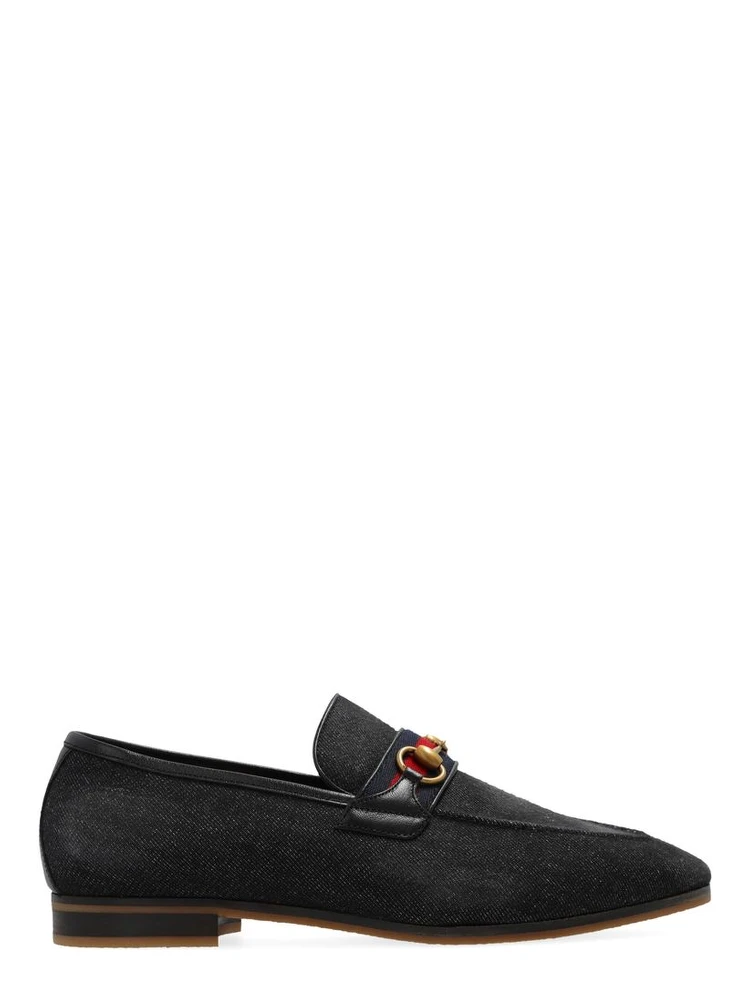 Black Fabric Slip-On Loafers