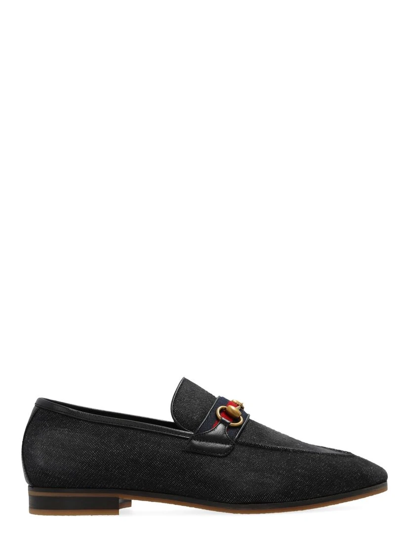 Black Fabric Slip-On Loafers