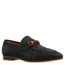 Black Fabric Slip-On Loafers