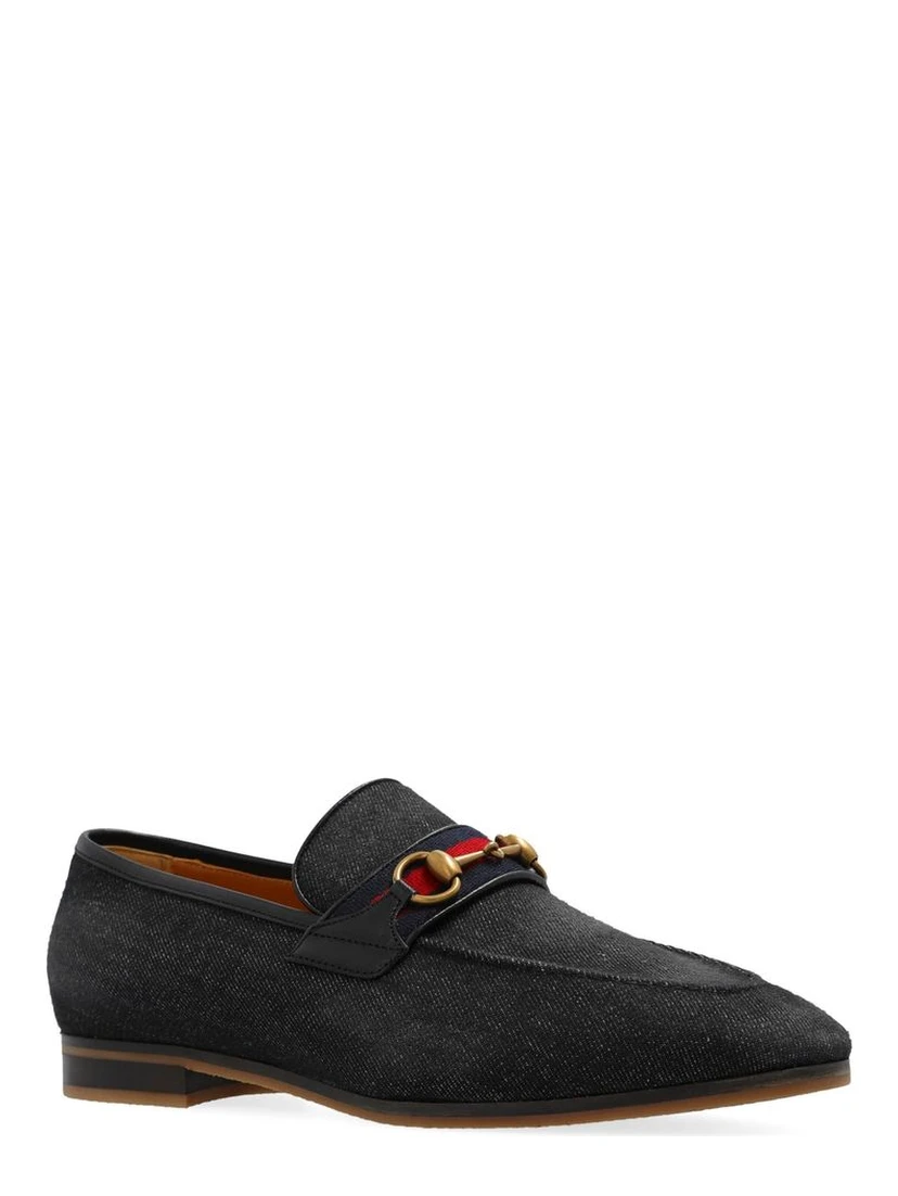 Black Fabric Slip-On Loafers