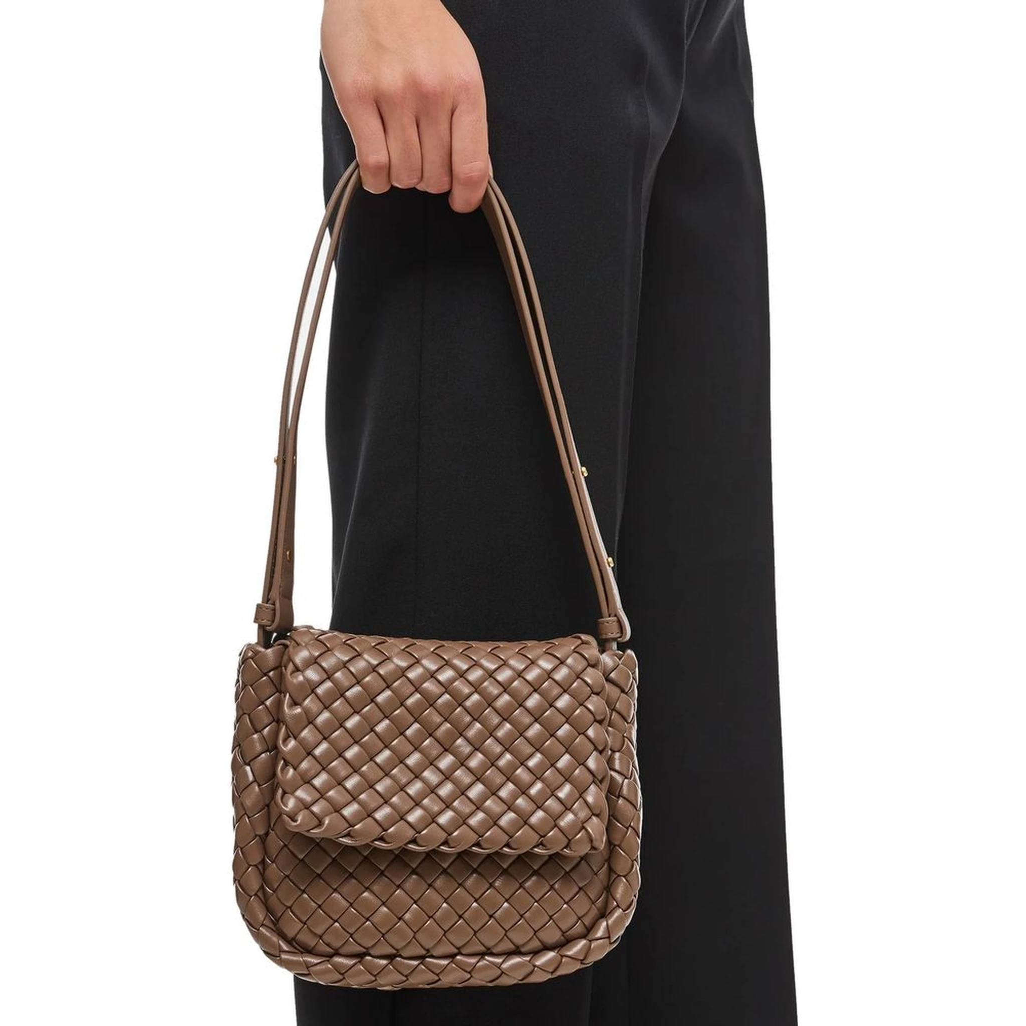 Brown Lamb Leather Shoulder Bag