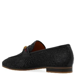 Black Fabric Slip-On Loafers