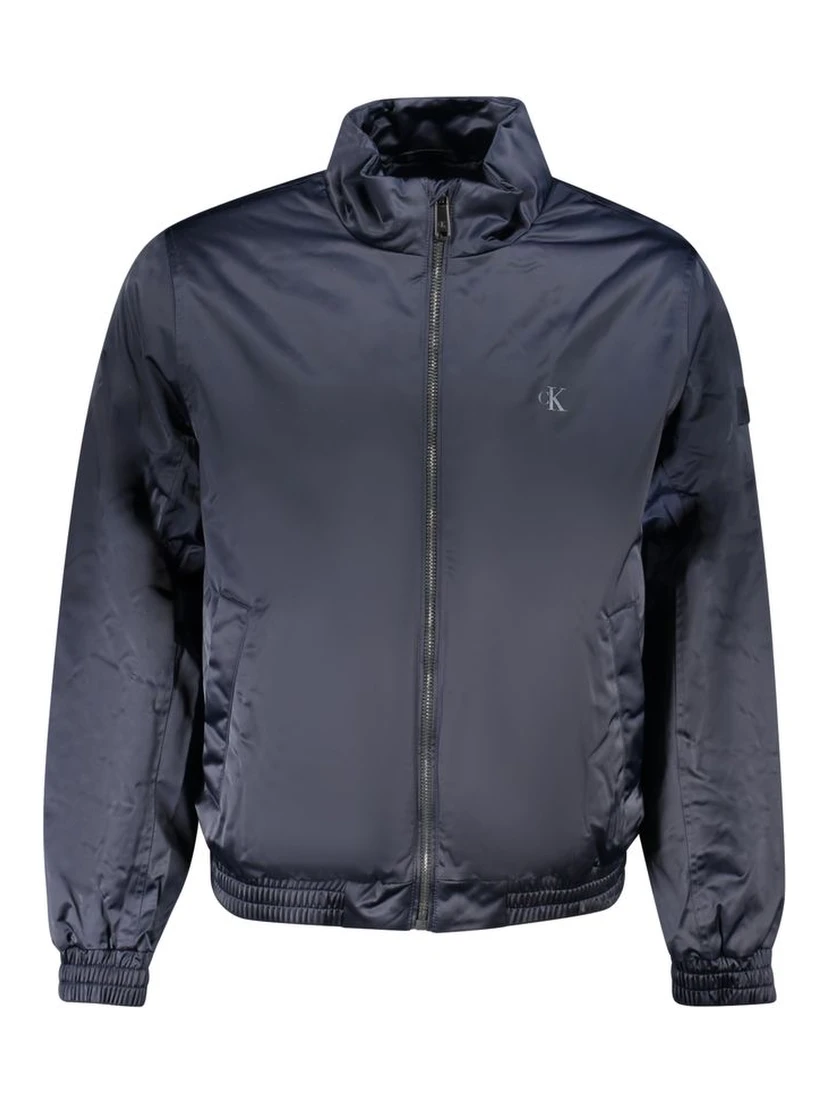 Blue Polyester Men Jacket