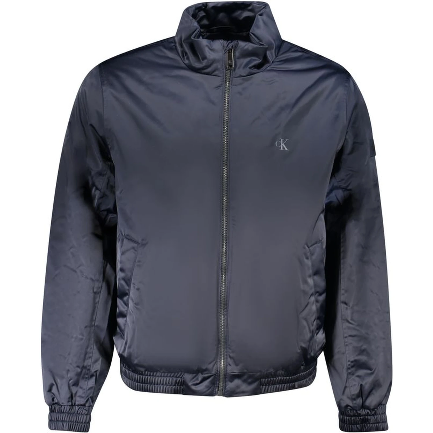 Blue Polyester Men Jacket