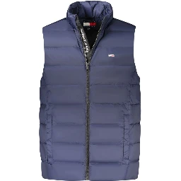 Blue Nylon Men's Sleeveless Jacket
