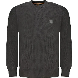 Black Cotton Men Sweater
