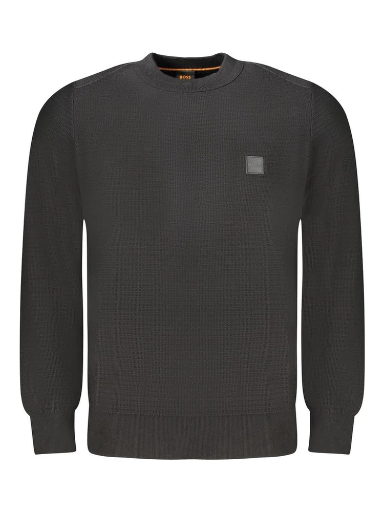 Black Cotton Men Sweater