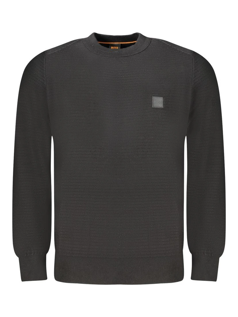 Black Cotton Men Sweater