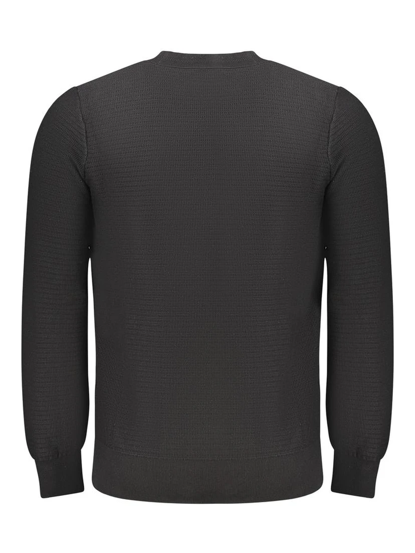 Black Cotton Men Sweater
