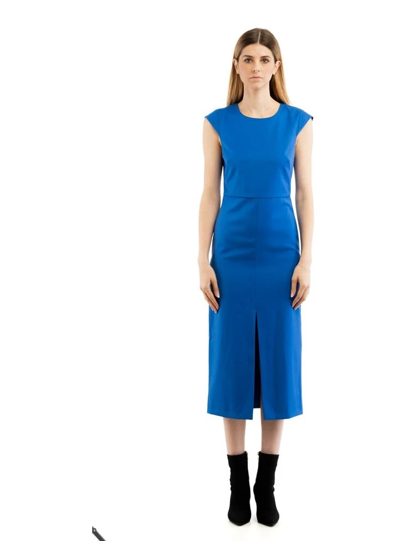 Blue Polyester Casual Dress