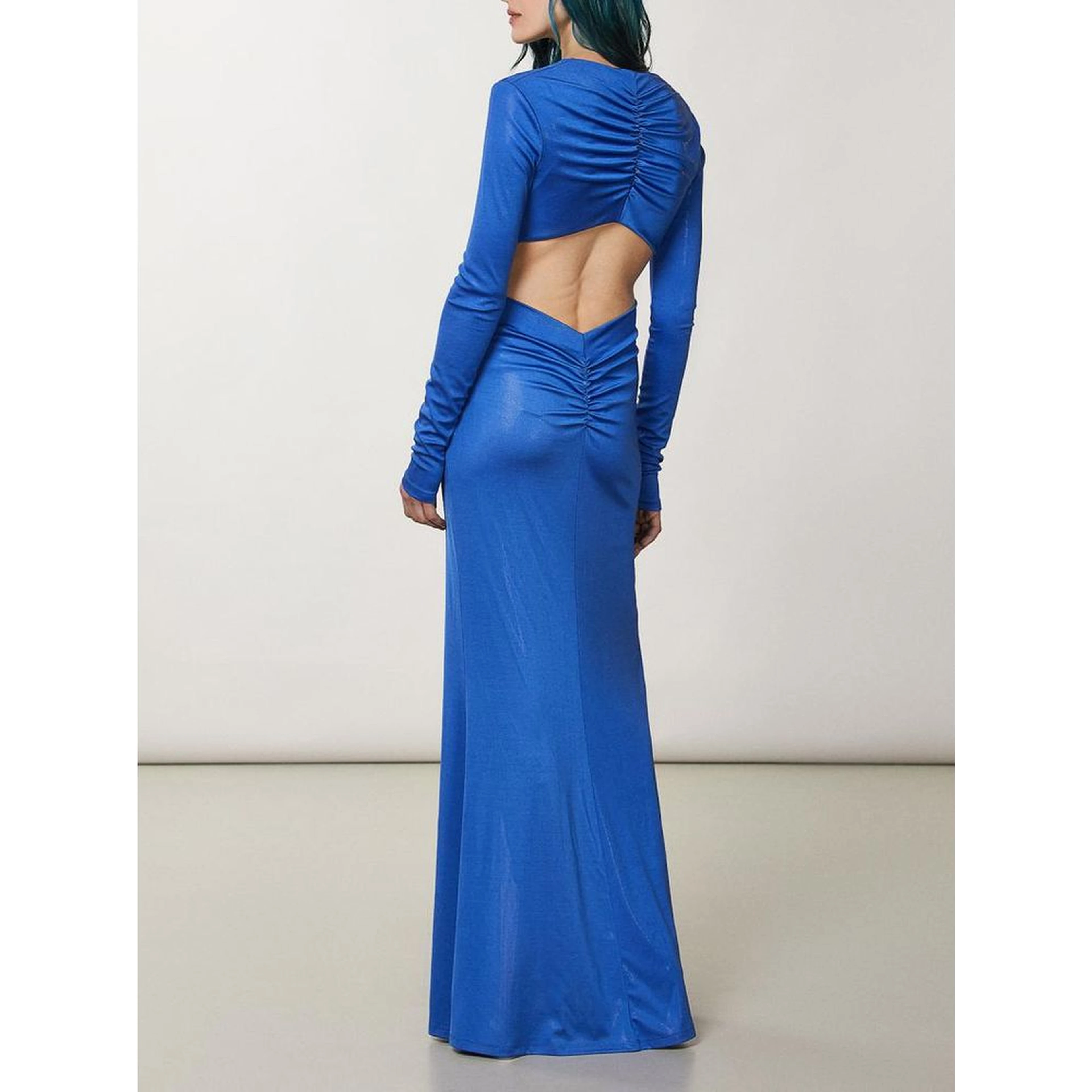 Blue Polyester Casual Dress