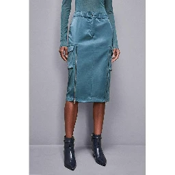 Green Polyester Midi Skirt