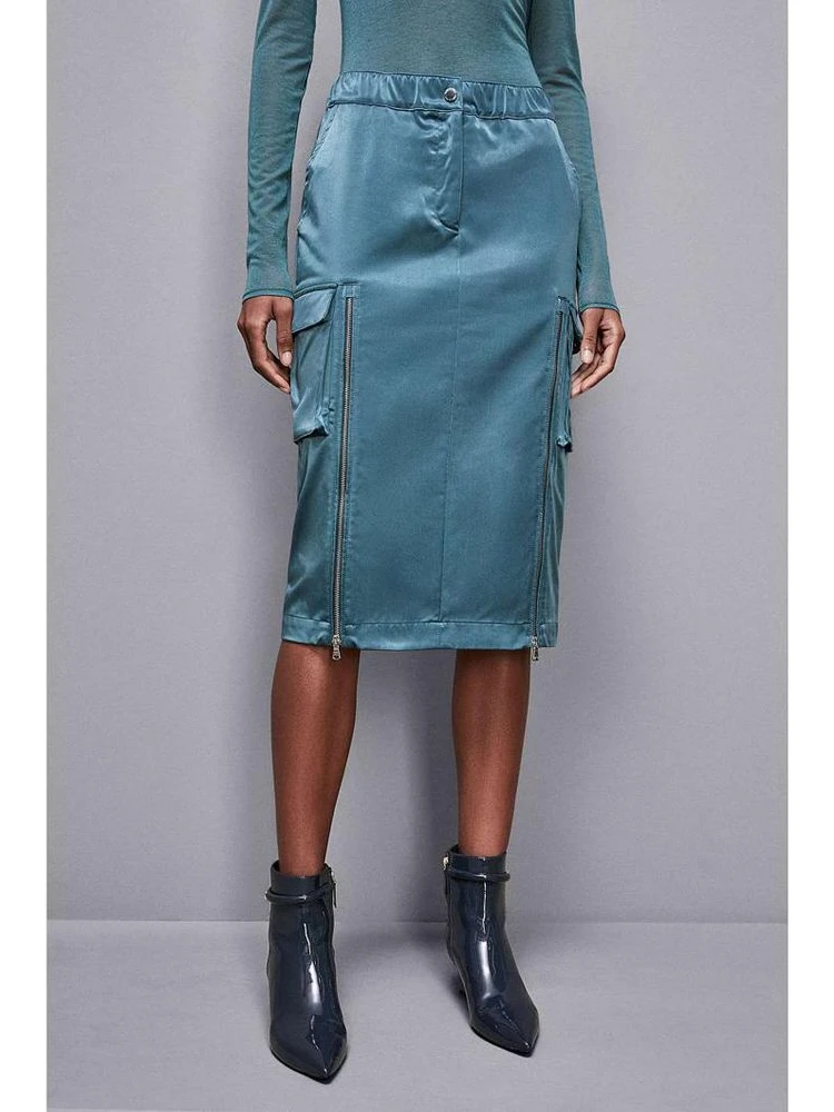 Green Polyester Midi Skirt alternative