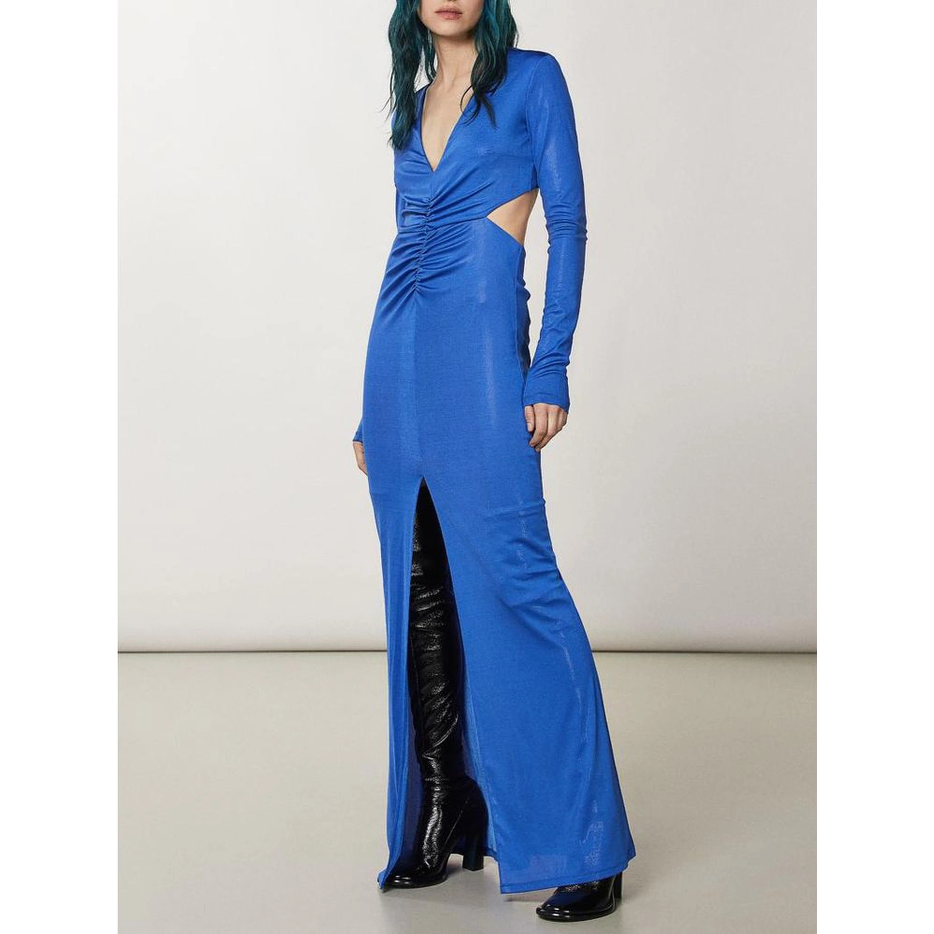 Blue Polyester Casual Dress