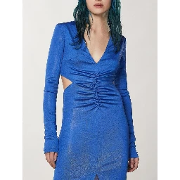 Blue Polyester Casual Dress